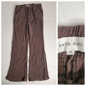 Bella Dahl Pants Sz XS Straight Leg High Rise Crinckle Side Slits Brown